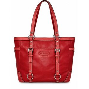 Coach Hampton Red Leather Tote Shoulder Bag 2008